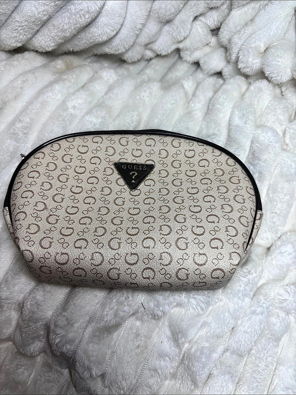 GUESS Monogram Cosmetic Pouch in Brown NWOT